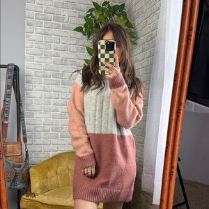 Anthropologie  skies are blue color block Turtleneck Sweater Dress